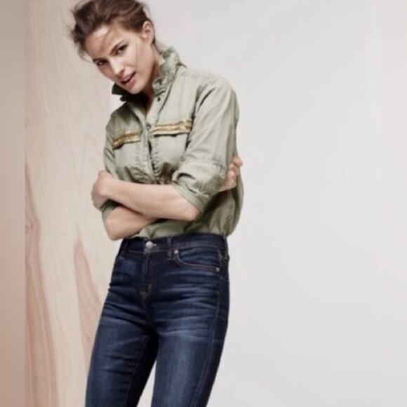 J. Crew | Olive Green Beaded Chevron Popover Size 2 - Picture 1 of 6